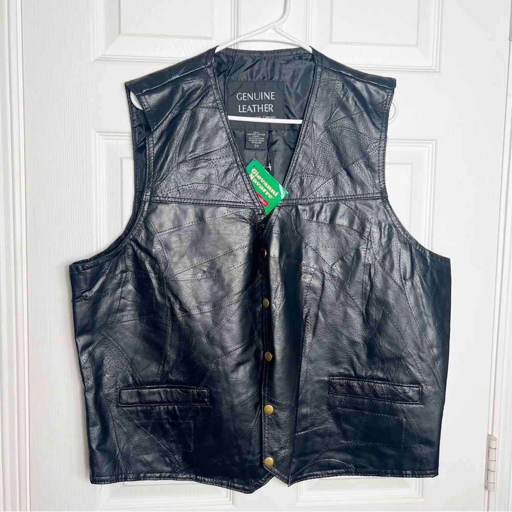 NWT Vintage Giovanni Navarre Leather Vest, Size 2X